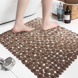 Bathroom Floor Mat Pebble Design Non-slip Square Carpet Bathing Shower Bathtub PVC Pad, 210622