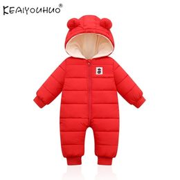 Newborn Jumpsuit Fashion Winter Kids Clothes Hoodies Overalls Baby Boys Snowsuit Snow Wear Girl Coats Children Outfit 0-2Y 210309