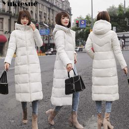 Winter Jacket Women Coat Cotton Padded women's Long Hooded Thicken Female Parkas Plus Size 6XL chaqueta mujer 210608
