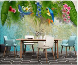 Custom photo wallpaper 3d murals wallpapers Beautiful Modern flower and bird nordic background wall papers decoration painting