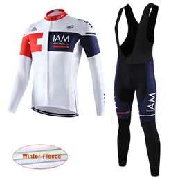 Winter Iam Team Cycling long sleeve jersey+(bib) Pants Set thermal fleece cycling clothing Bike Outfits Ropa Ciclismo Y21031227