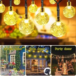Crystal Balls Solar Powered Fairy Light 50 LED 7m String Lights Waterproof Outdoor Decorative Garland Lamps for Home Garden Yard Y0720