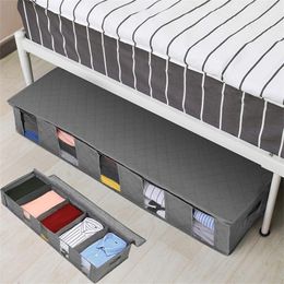 NonWoven Under Bed Storage Bag Quilt Blanket Clothes Storage Bin Box Divider Folding Closet Organiser Clothing Container Large 210315