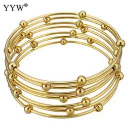 Fashion Women Jewellery Five Beads Design Bracelet for Women Gold Silver Colour Stainless Steel Bracelet & Bangle Female Best Gift Q0717