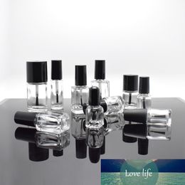 1pcs 5ml/10ml/15ml/ml Empty Round Square Clear Glass Nails Polish Bottle With Brush Cap Paint Glue Containers Nail art Vials