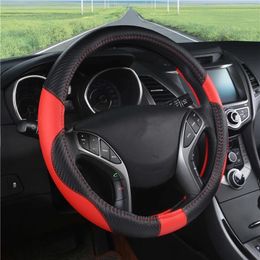 Steering Wheel Covers 1pc Car Cover Anti Slip Funda Volante Coche Carbon Fiber Leather Auto Accessories Interior Breathable Universal