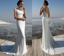 2021 Fabulous Stretch Mermaid Wedding Dress With Lace Appliques Backless Bride Dresses Bridal Gowns