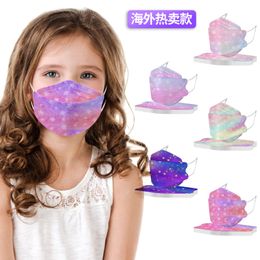 KN95 Children Face Masks Protective Disposable Non-woven 4 Layers Printing Gradient Pink Stars Anti-dust Anti-fog Fish Shaped Facemasks