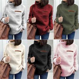 Woman Autumn Winter Thickened Solid Colour Sweaters Zipper High Neck Warm Fluffy Casual Sweater Plus Size Fashion Pullover 210914
