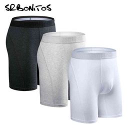 SRBONITOS Brand 3pcs Long Boxer Men Underwear Men Boxer Man Underwear Boxershorts Cotton Shorts Soft Sexy Breathable Underpants H1214