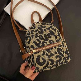 Fashion Vintage Leopard Small Backpack for Women Luxury Designer Winter Trendy Girls Students School Back Packs Shoulder Female Y1105