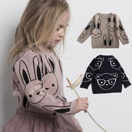 Ins Fashion Baby Girls Sweaters Boy Cartoon Rabbit Sweater Autumn Winter Kids Pullover Tops Cotton Knitwear For Girls Clothing 210308