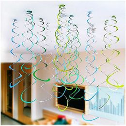 6Pcs/Pack Spiral Tassel With Shining Foil Plastic Hook Up Swirl Garland For Wedding Birthday Graduation Party Home Ceiling Wall Hanging Ornaments Decor