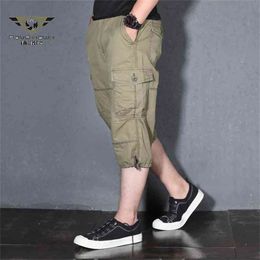 Men's Summer Cargo Short Pants 3/4 Length Straight Loose Joggers Baggy s Boardshort Male Hip Hop Plus Size 5XL 210716