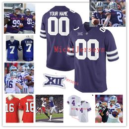 NCAA Custom Kansas State Wildcats Stitched Football Jersey Chris Canty Mark Simoneau Terry Pierce Reggie Walker B. J. Finney Martin Gramatica David Allen Jeff Kelly