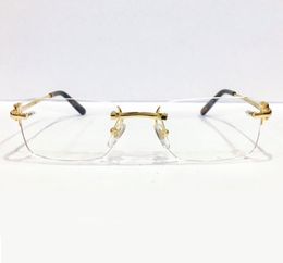Classic Gold Metal Rimless Eyeglasses Frame 54mm Clear Lens Mens Designer Optical Glasses Frames Eyewear with Box
