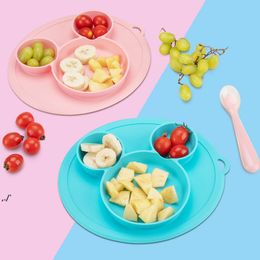 Silicone Children Cartoon Tableware Set Baby Dinner Bowl Kid Dinner Plate Baby Training Bowl Spoon Fork Dropping Baby Supplies RRE11076