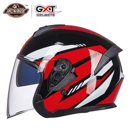 GXT New Motorcycle Moto Half Scooter Face Biker Motorbike Riding Helmet Double Lens for Men Women