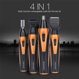 4 in 1 Portable Rechargeable Ear Trimmer Set Wireless Men Cutter Beard Shaver Face Eyebrow Nose Hair Removal Device