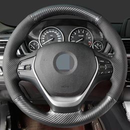 Steering Wheel Covers Black Carbon Fibre Leather Car Cover For F20 2012-2021 F45 2014-2021 F30 F31 F34 2013-2021 F32 F33 F36