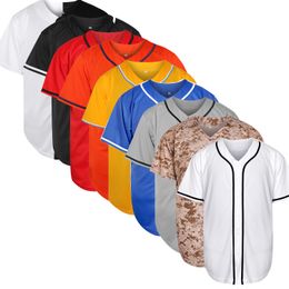 -Пустой простой хип-хоп одежда хитрый битник бейсбол одежда кнопка вниз рубашки спортивные формы мужские джерси черный белый красный синий серый желтый оранжевый камуфляж S-XXXL