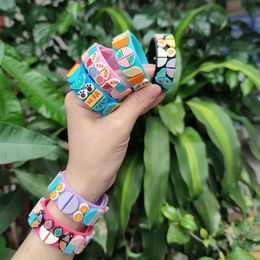 2022 DHL Decompression Toy Building Block Bracelet Unisex Silicone Cartoon Adjustable Wristband Animal Knowledge Marine Blocks Toys For Girls Boys