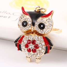 Fashion Jewelry Keychain Owl Series Rhinestone Couple Bag Gift Pendant Car Pendant Wholesale Memorial Gift Car Keychain