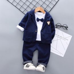 Baby Boys Clothing Sets Spring Autumn Children Kids Casual Cotton Coat+hoodies+pants 3pcs Suit Toddler Boys Baby Sports Outfits 210309