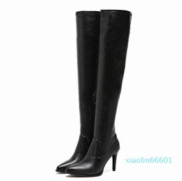 Over-The-Knee Boots Women Elastic Black Winter Boots Thin High Heeled Booties Ladies Sexy Pointed Toe Shoes Botas Mujer 2022 C7QJ#