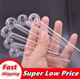 Wholesale cheap price clear 4inch Pyrex Glass Oil Burner Pipe Thick 20mm ball Mini Hand tobacco pipe glass straw tube pipe for smoking