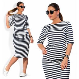 5XL 6XL Large Size 2020 Spring Autumn Dress Big Size Dress White Black Striped Dresses Plus Size Women Clothing Belt Vestidos X0521