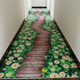 Carpets 3D Creative Door Frame Mat Plant Printed Carpet Corridor Hallway Bedroom Living Room Bathroom Anti-skid