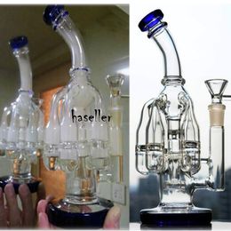 Five Function Water Pipes Recycler Bongs Water Pipes Hookahs Shisha Heady Glass Dab Rigs Smoking Wax With 14mm banger 9.4 inchs