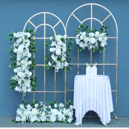 Shiny Gold Wedding Arch Props Wrought Iron Gilded Geometry Screen Flower Stand Party Stage Backdrop Layout Welcome Area Frame