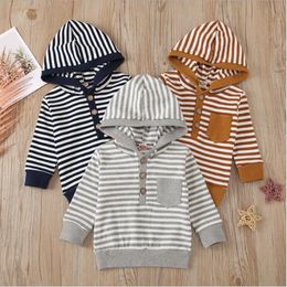 Kids Clothing Sets Boys Designer Striped Hoodies Boutique Baby Autumn Sweatshirts Fall Hooded Jumper Long Sleeve Tops Outerwear Pullover Costume B7778