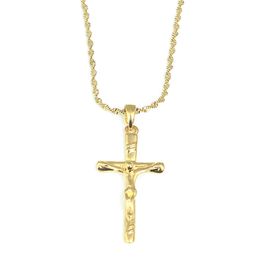 Jesus Cross Pendant Necklace Catholic Fashion Religious Charm Gold Colour Men Jewellery
