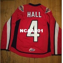 Real 001 real Full embroidery Customize OHL Windsor Spitfires Jersey 4 Taylor Hall Hockey Jersey or custom any name or number Jersey