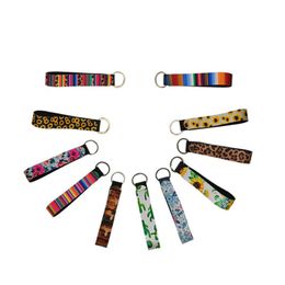22 Designs Wristband Keychains Floral Printed Key Chain Neoprene Key Ring Wristlet Keychain Party Favour Wholesale 58 S2