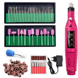 Electric Manicure Machine With Drill Bits Set Ceramic Mill Nail Art Sanding File Gel Polish Remover Cutter