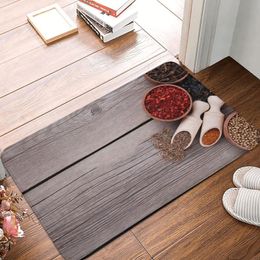 Carpets Spices Mix Wooden Spoons Grey Doormat Printed Polyeste Bedroom Entrance Floor Carpet Door Rug Decor Foot Pad