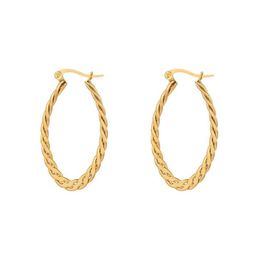 Hoop & Huggie Stainless Steel Gold Oval Rope Twist Earrings Jewelry Simple Ladies Africa Circle Gift For Him