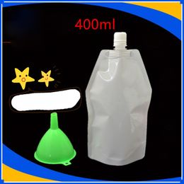 400ml standup white plastic drink packaging bag spout pouch for beverage liquid diy juice milk coffee