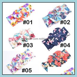 Headbands Hair Jewelry 6 Style Baby Bow Flower Headband Bohemian Hairband Children Printing Big Girls Elegant Wrap Aessories Wholesale Drop