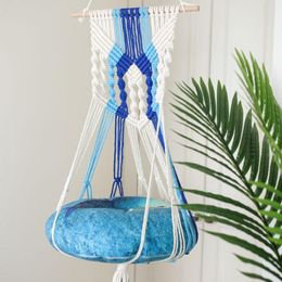 Cat Beds & Furniture Handwoven Tapestry Wall Hanging Macrame Pet Hammock Bed Swing Living Room Home Decoration Without Mat