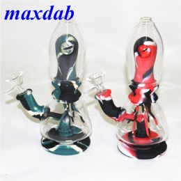 New Mini Silicone Bongs Water Pipes hookah Herbal Dab Oil Rig bubble ash catcher Glass Bong