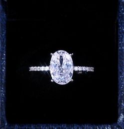 Classic Diamond Ring Jewellery Oval Cut 3ct AAA Zircon Engagement Rings Size 5-10 Silver Plated