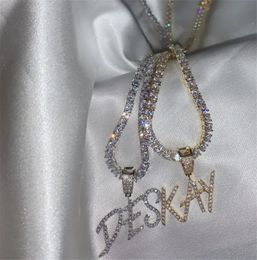 -Collar de nombre de la letra personalizada para las mujeres oro plateado plateado letra afilada colgante para hombre Hip Hop Jewelry
