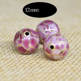 3pcs Cloisonne Enamel Polished 12mm Round Loose Beaded Copper Accessories Chinese DIY Jewelry Making Earrings Necklace Bracelets
