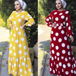 MD Polka Dot Long Dresses For Women Muslim New Fashion Abayas Caftan Marocain Dubai Turkey Kimono Robe Arabe 2021 Islam Clothing