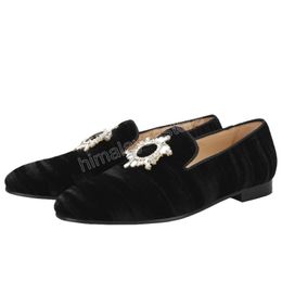 Черные бархатные мужские туфли обувь ручной росписи металлическая пряжка мокасин британский классический стиль курительный стиль плюс размер